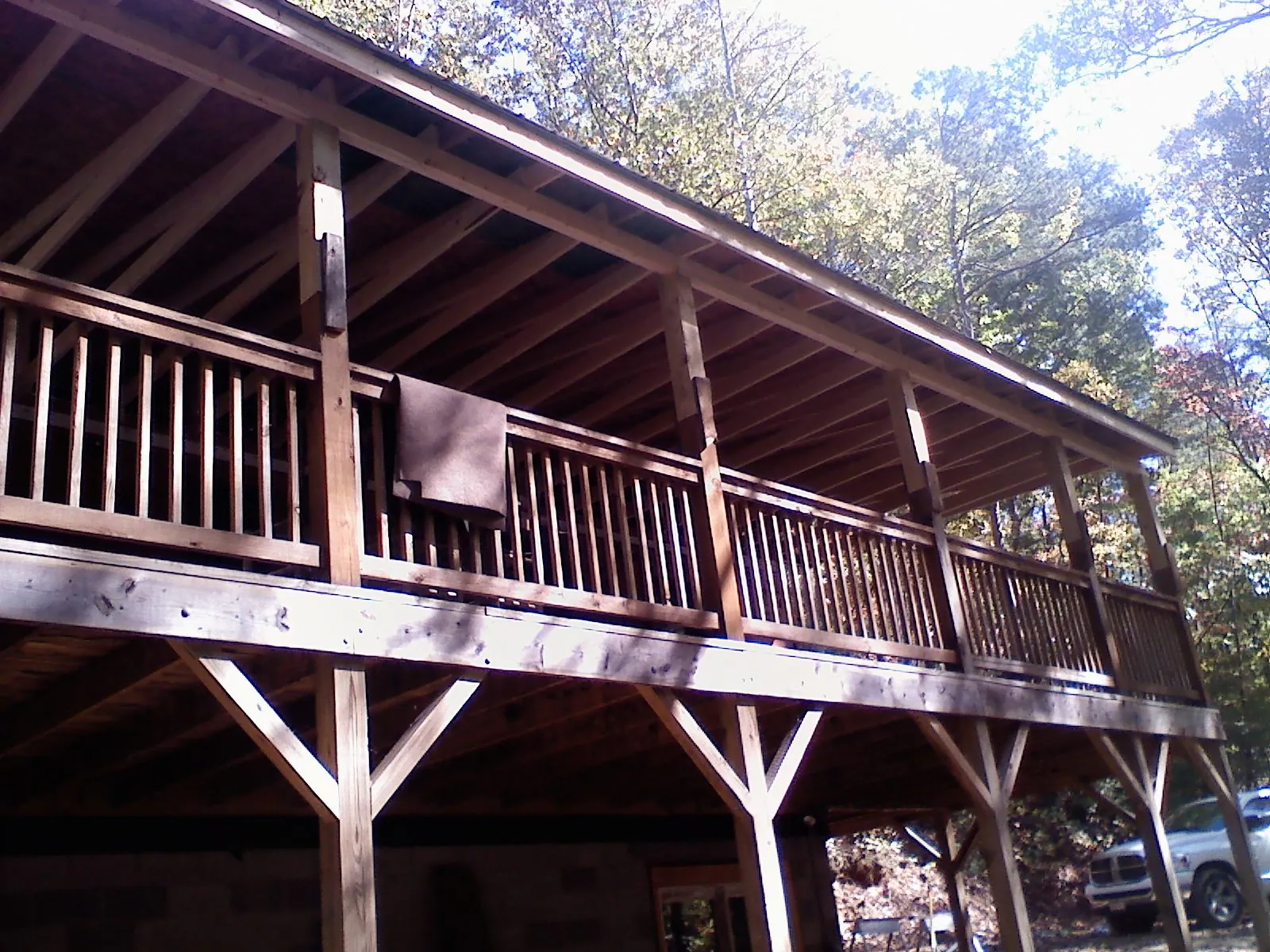 Timber framing under a new elevated porch and deck — Roof Leak Repair in Sykesville by Roofing Brothers